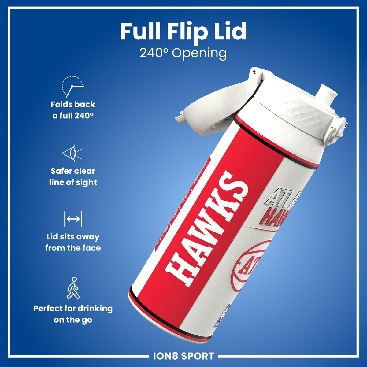 NBA x ION8, Isolierte Stahlflasche, Atlanta Hawks, 750 ml