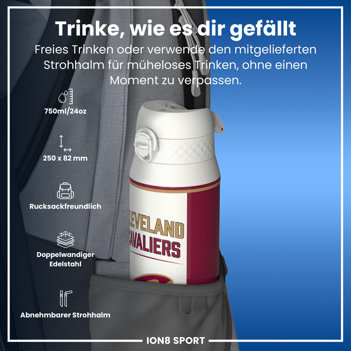 NBA x ION8, Isolierte Edelstahl, Cleveland Cavaliers, 750 ml