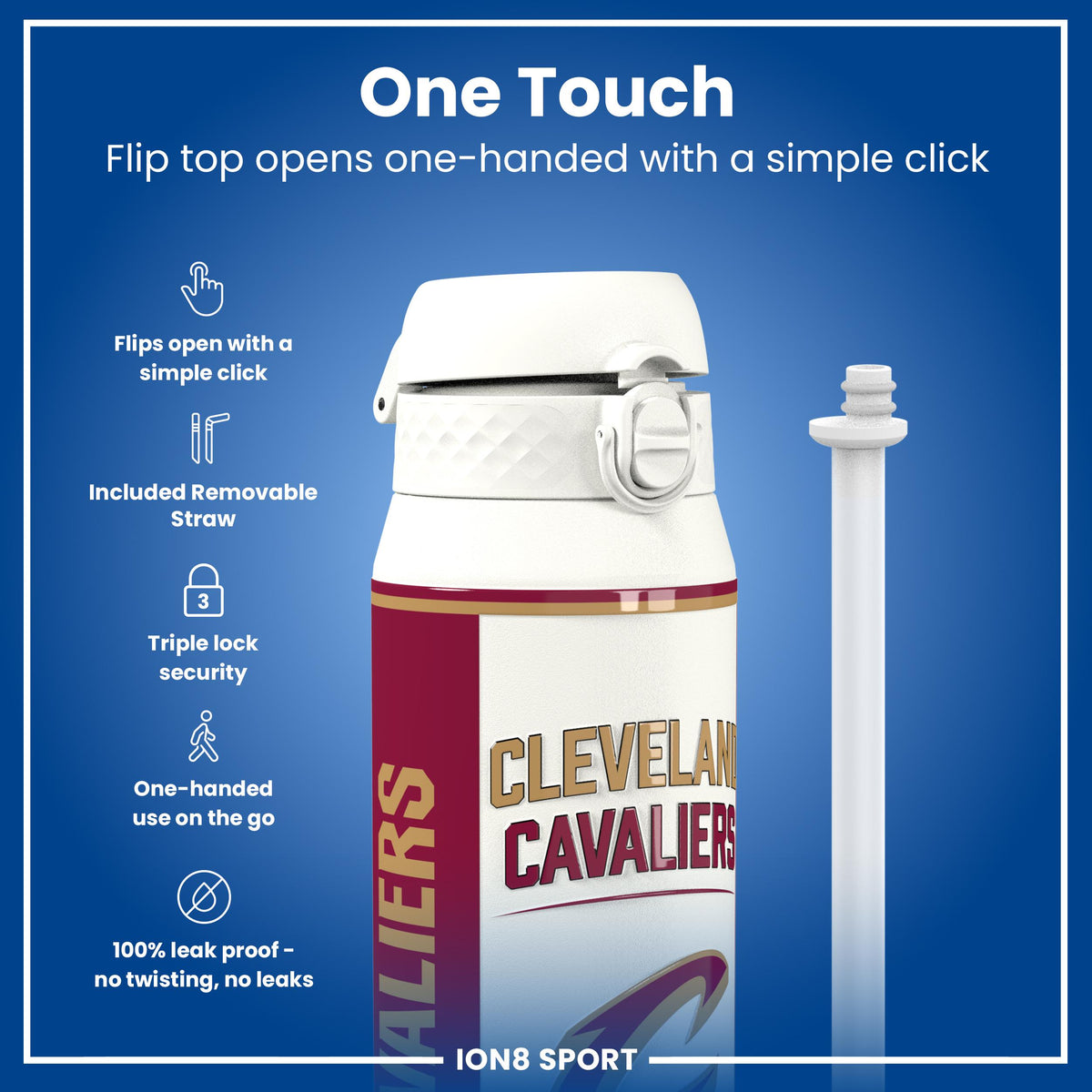 NBA x ION8, Isolierte Stahlflasche, Cleveland Cavaliers, 750 ml