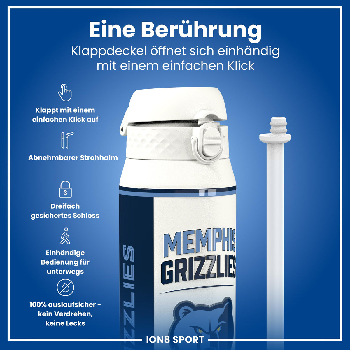 NBA x ION8, Isolierte Edelstahl, Memphis Grizzlies, 750 ml