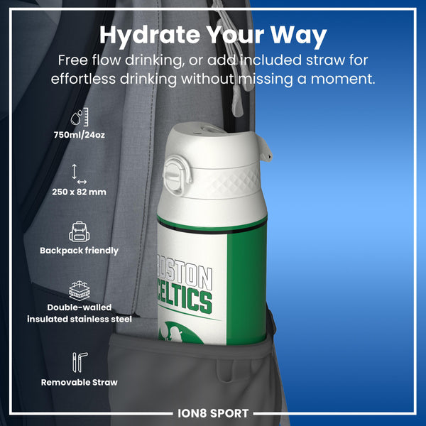 NBA x ION8, Isolierte Stahlflasche, Boston Celtics, 750 ml
