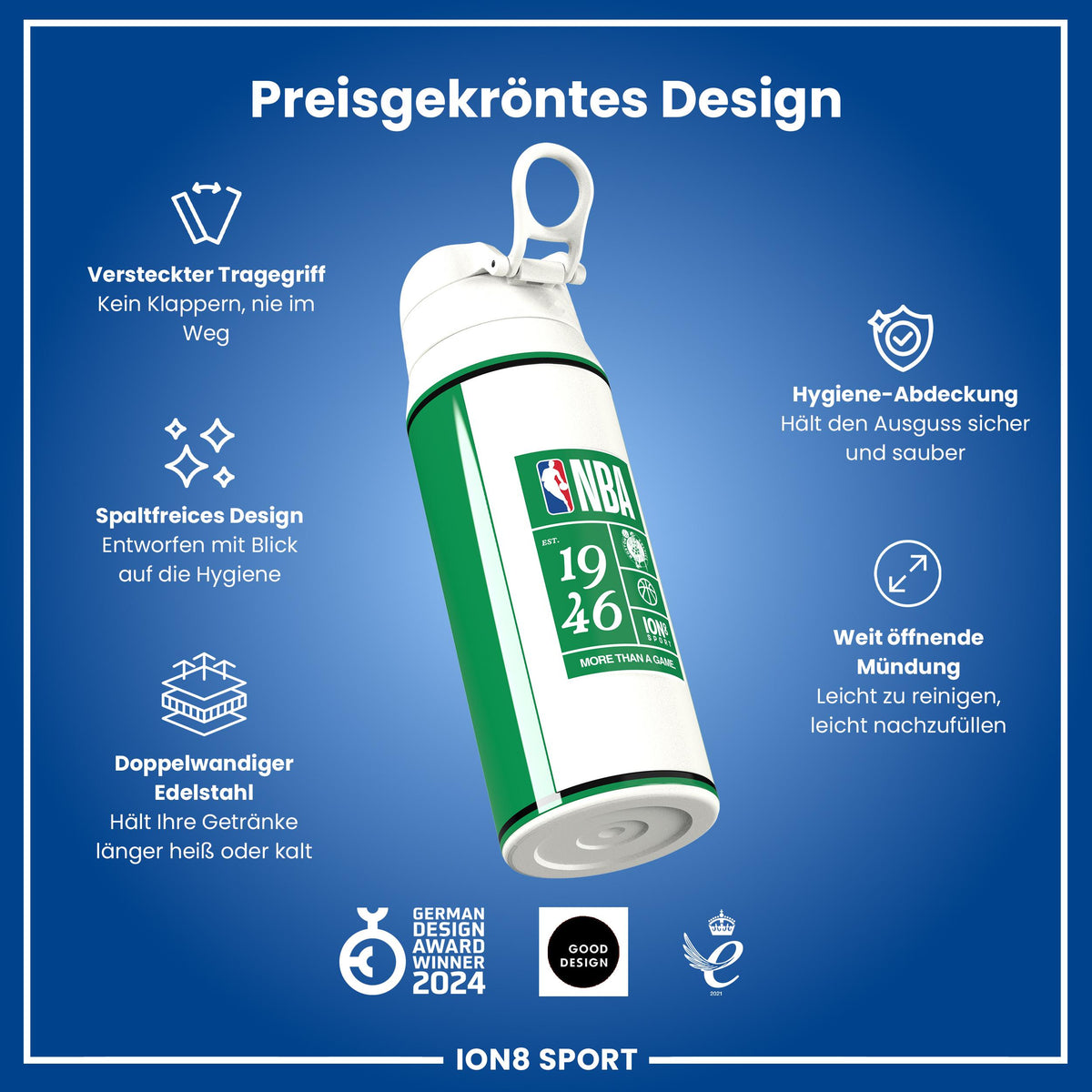 NBA x ION8, Isolierte Edelstahl, Boston Celtics, 750 ml
