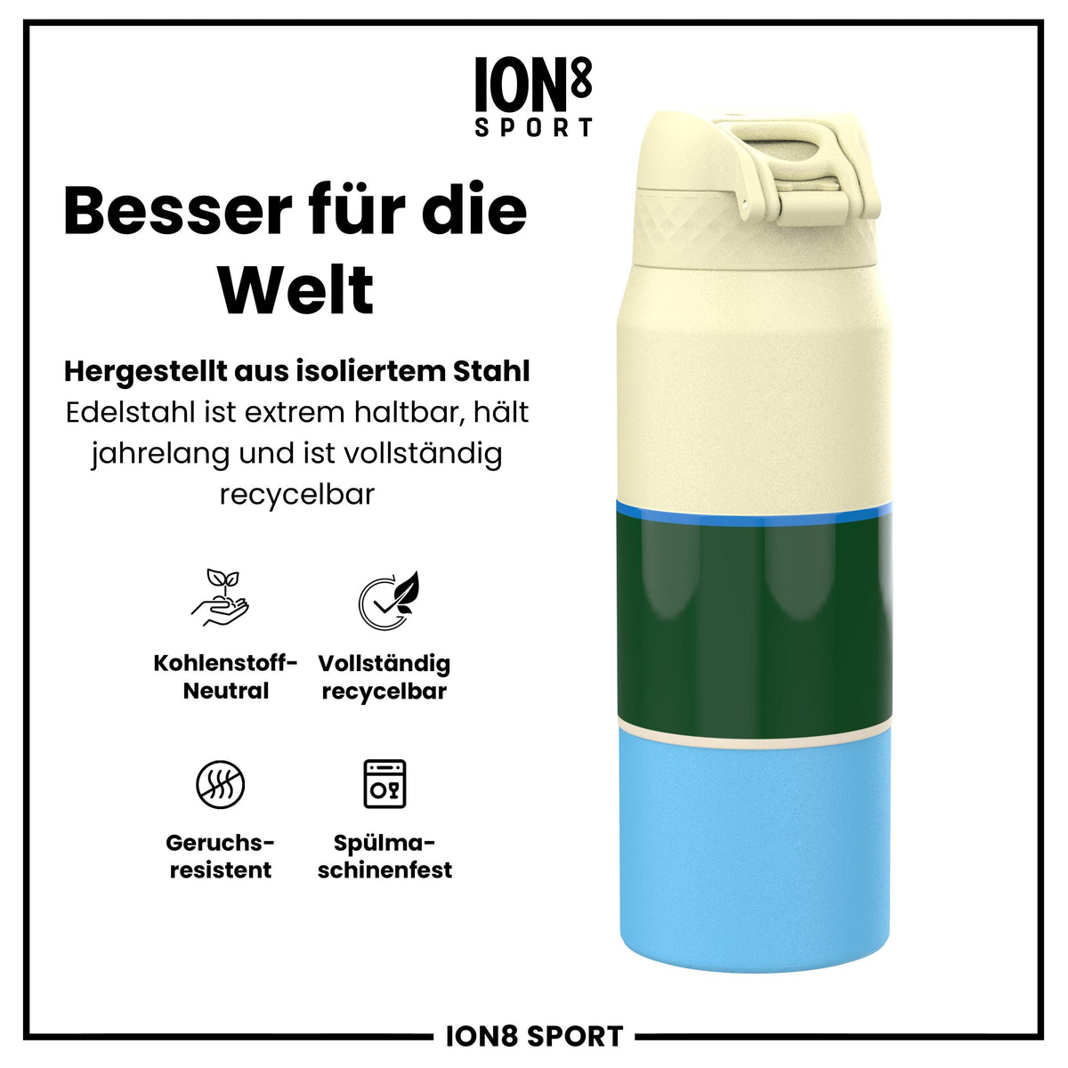 NBA x ION8, Isolierte Edelstahl, Milwaukee Bucks, 750 ml