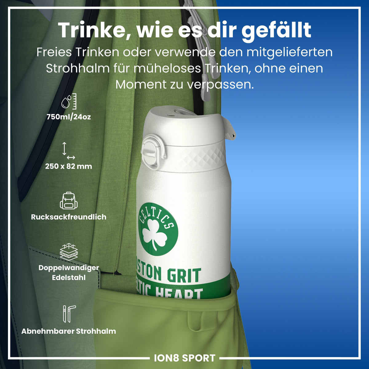 NBA x ION8, Isolierte Edelstahl, Boston Celtics, 750 ml