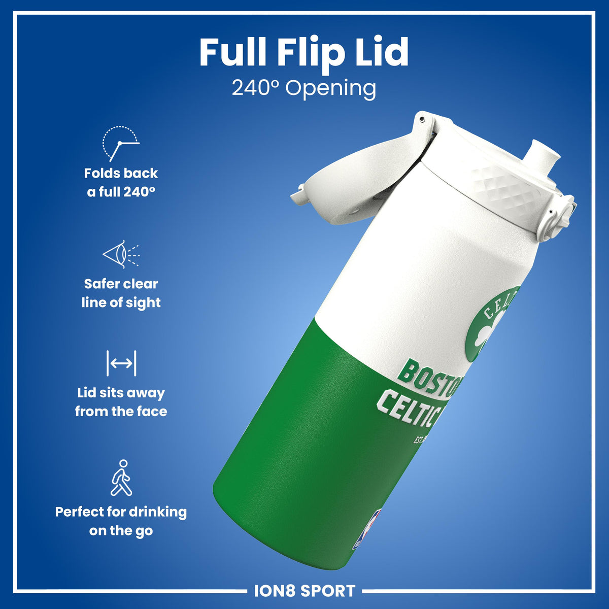 NBA x ION8, Isolierte Stahlflasche, Boston Celtics, 750 ml