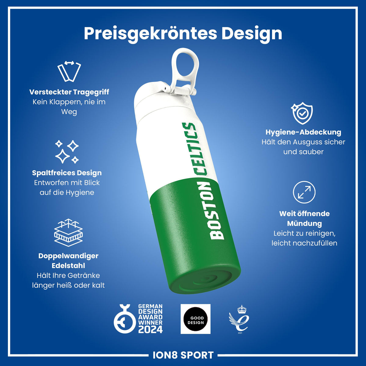 NBA x ION8, Isolierte Edelstahl, Boston Celtics, 750 ml