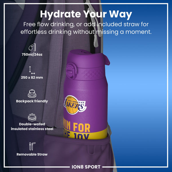 NBA x ION8, Isolierte Stahlflasche, LA Lakers, 750 ml
