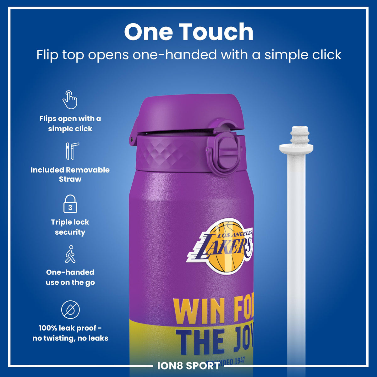 NBA x ION8, Isolierte Stahlflasche, LA Lakers, 750 ml