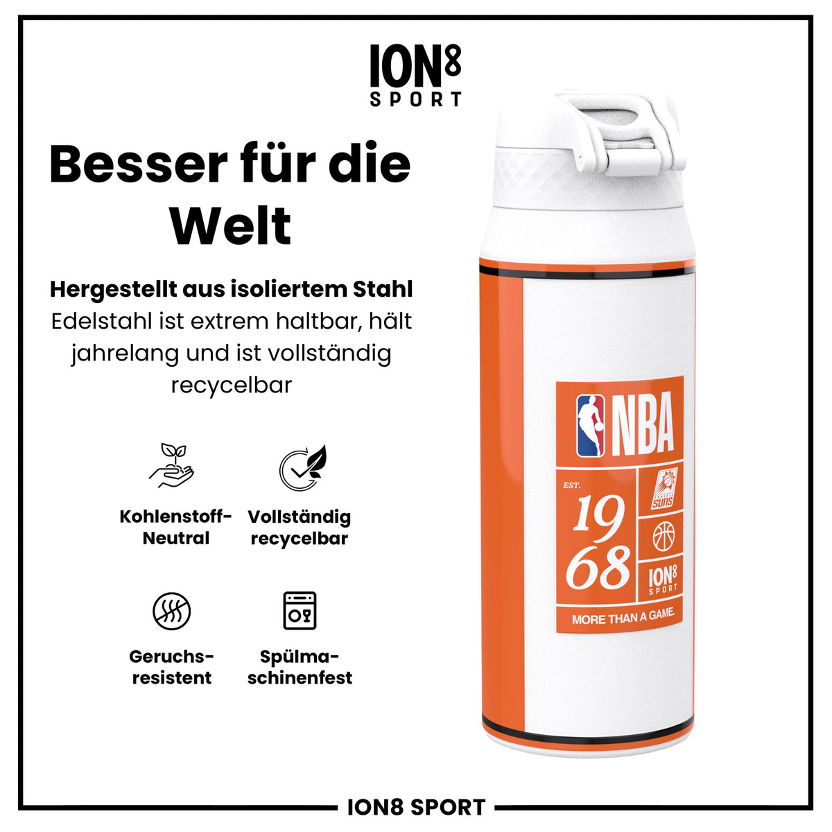 NBA x ION8, Isolierte Edelstahl, Phoenix Suns, 750 ml