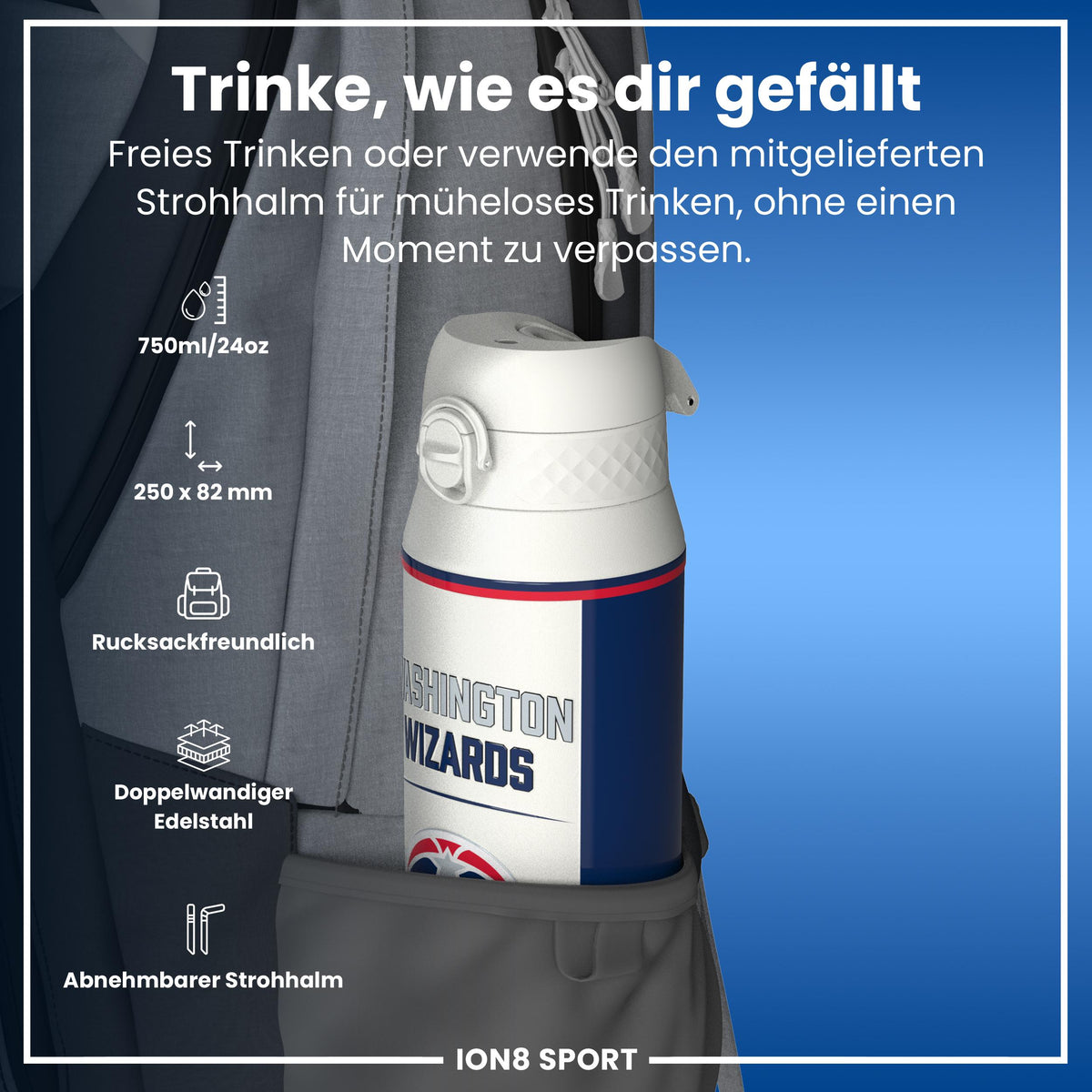 NBA x ION8, Isolierte Edelstahl, D.C Wizards, 750 ml