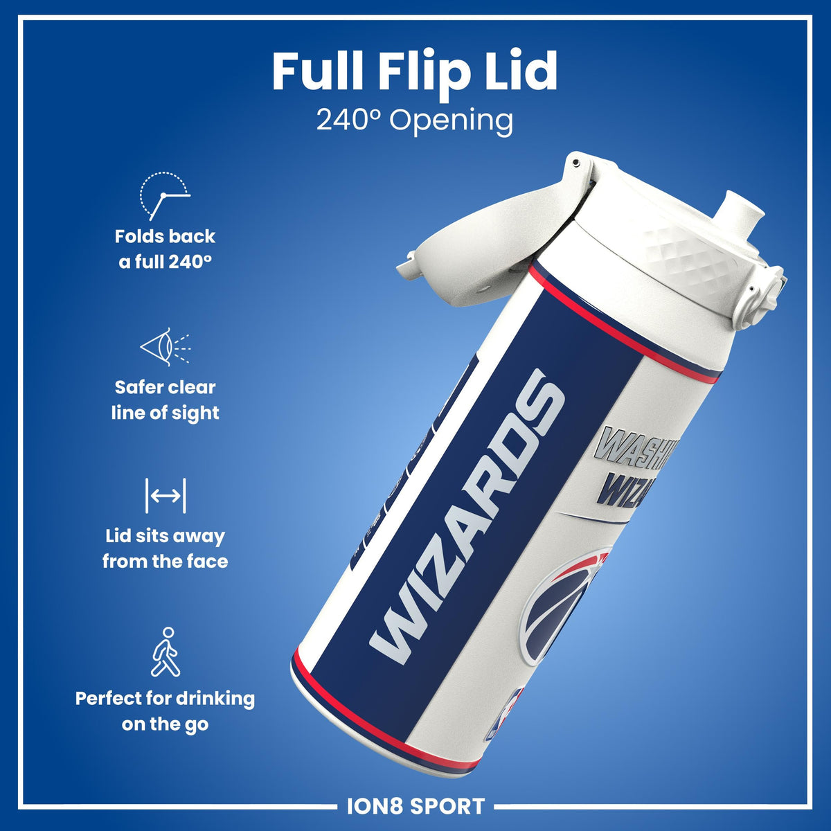 NBA x ION8, Isolierte Stahlflasche, D.C Wizards, 750 ml