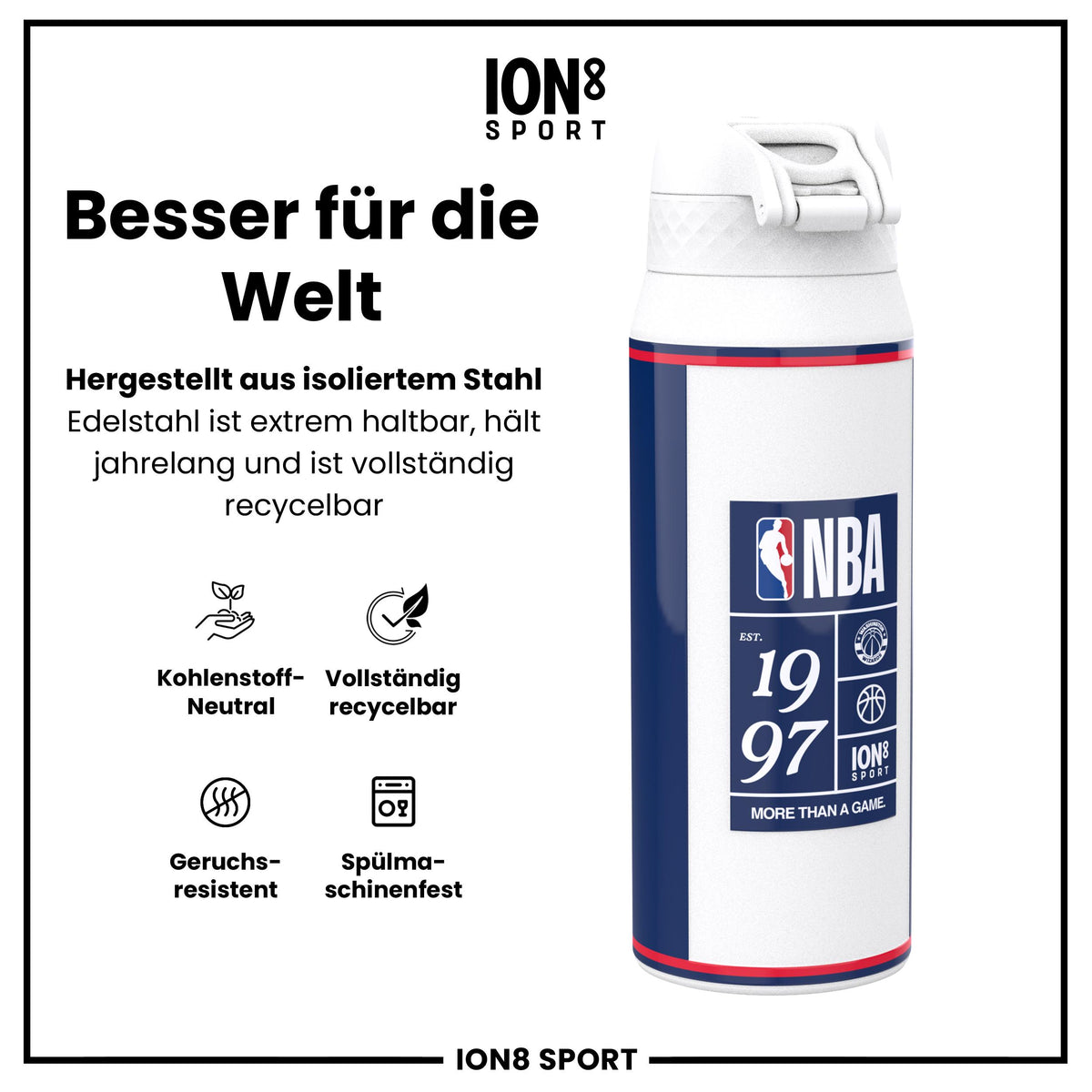 NBA x ION8, Isolierte Edelstahl, D.C Wizards, 750 ml