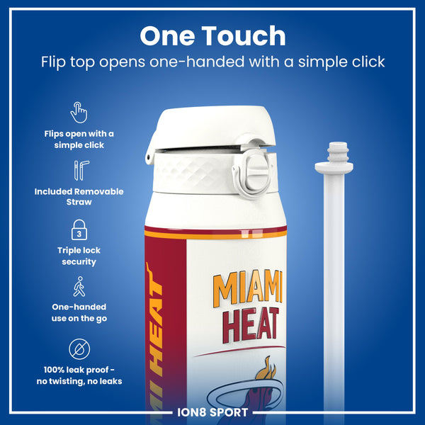NBA x ION8, Isolierte Stahlflasche, Miami Heat, 750 ml