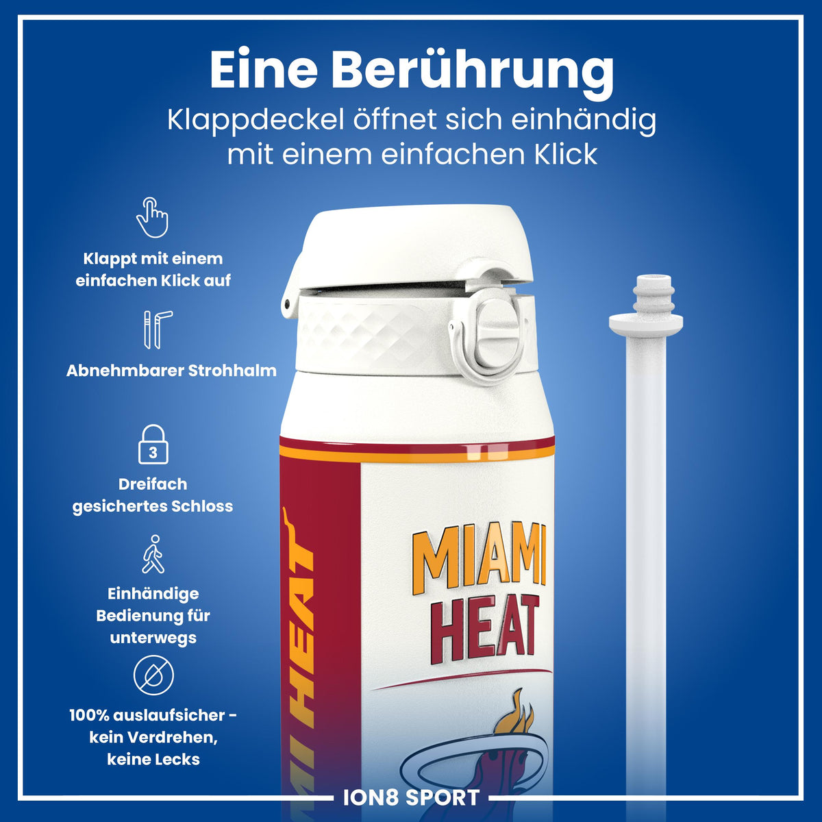 NBA x ION8, Isolierte Edelstahl, Miami Heat, 750 ml