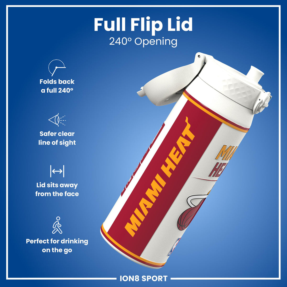 NBA x ION8, Isolierte Stahlflasche, Miami Heat, 750 ml