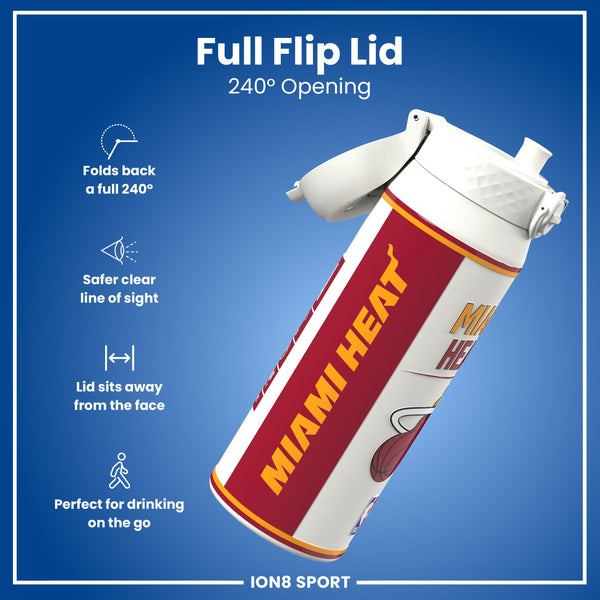 NBA x ION8, Isolierte Stahlflasche, Miami Heat, 750 ml