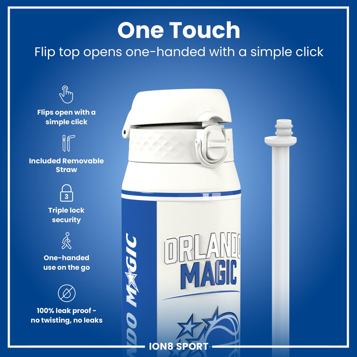 NBA x ION8, Isolierte Stahlflasche, Orlando Magic, 750 ml