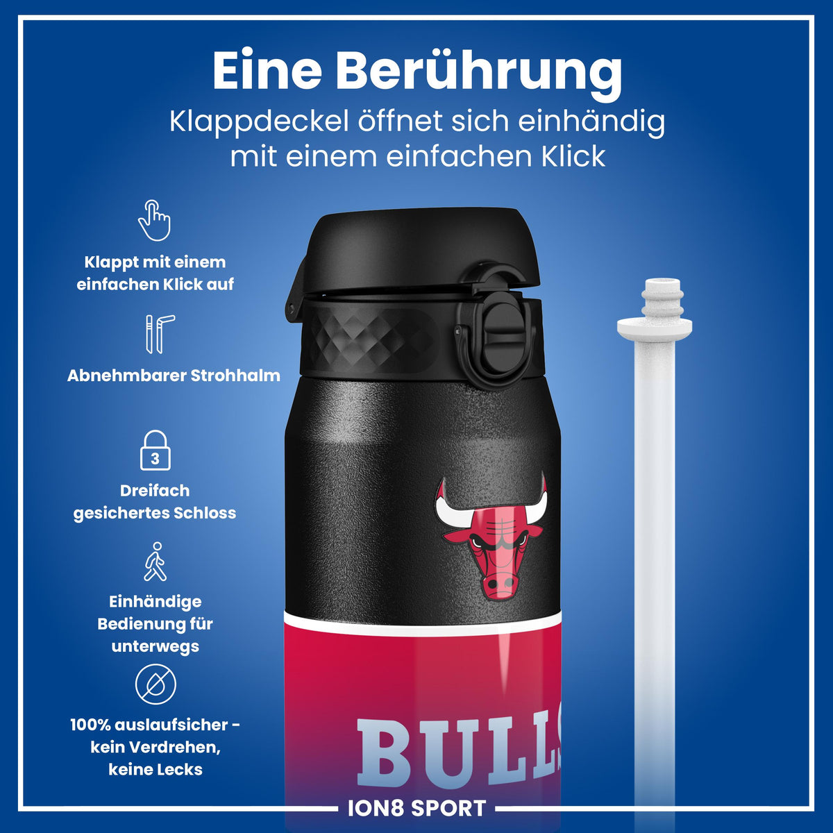 NBA x ION8, Isolierte Edelstahl, Chicago Bulls, 750 ml