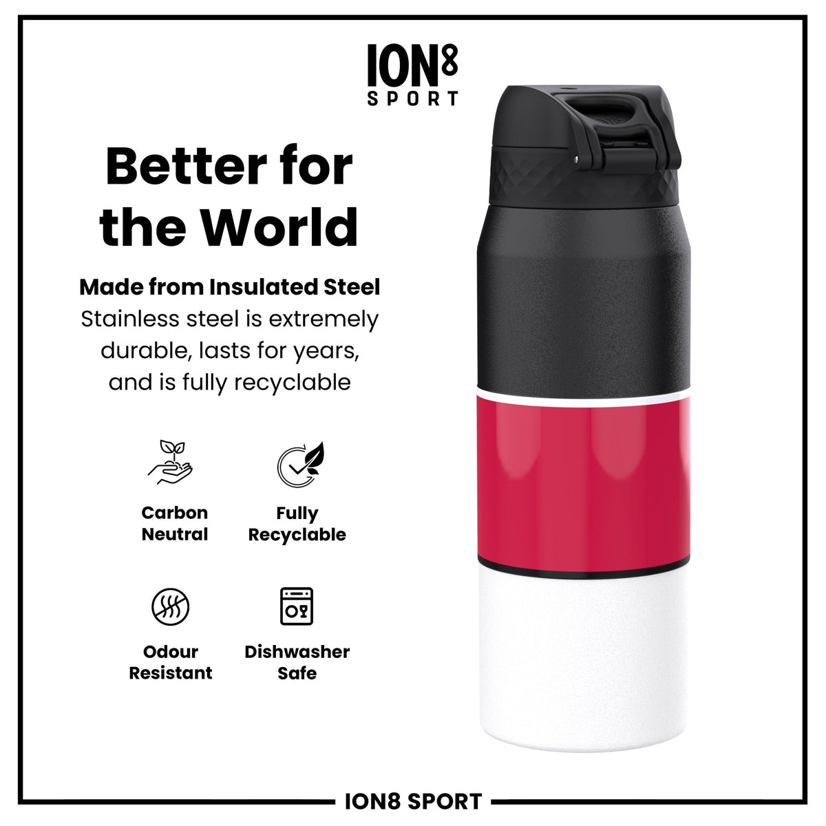 NBA x ION8, Isolierte Stahlflasche, Chicago Bulls, 750 ml