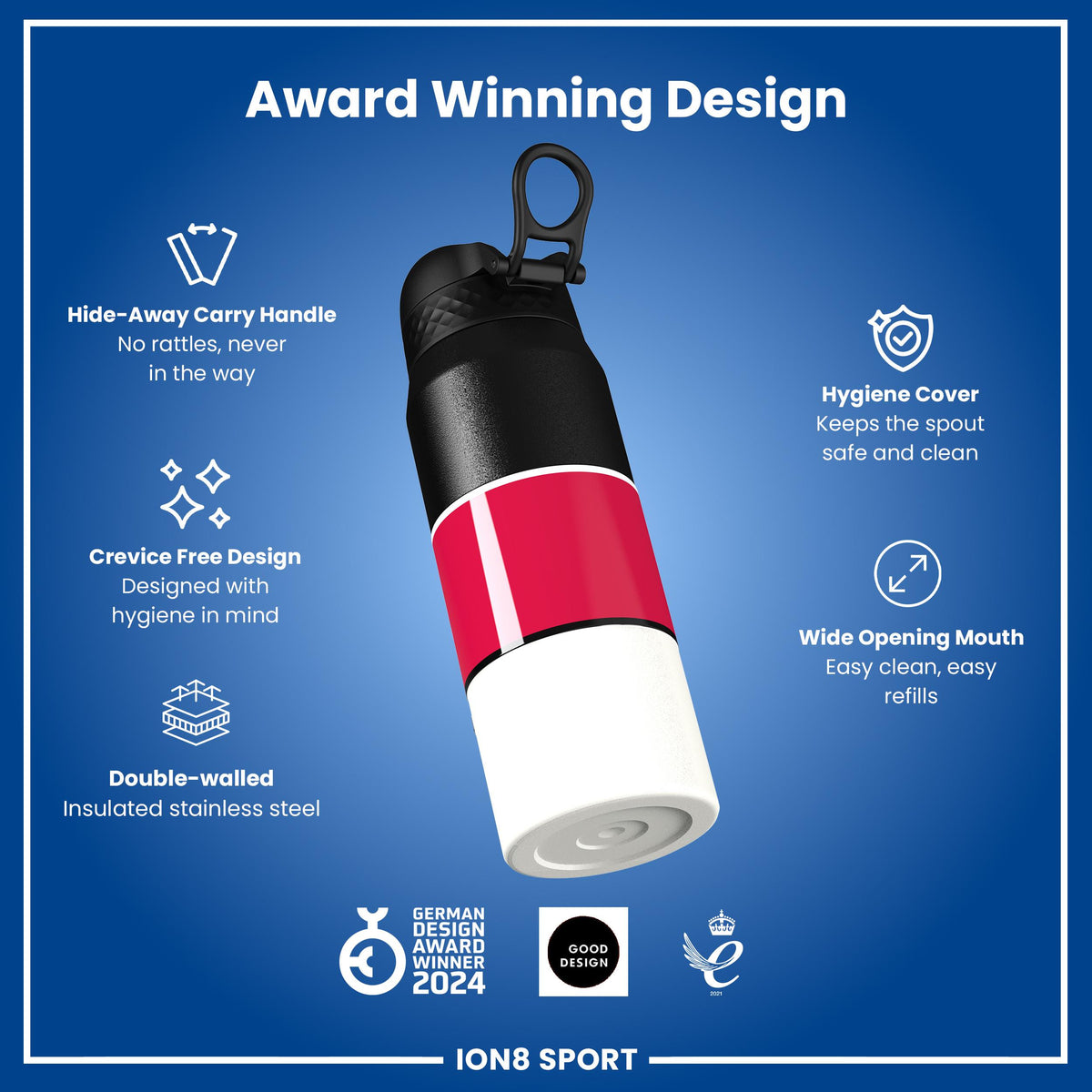 NBA x ION8, Isolierte Stahlflasche, Chicago Bulls, 750 ml