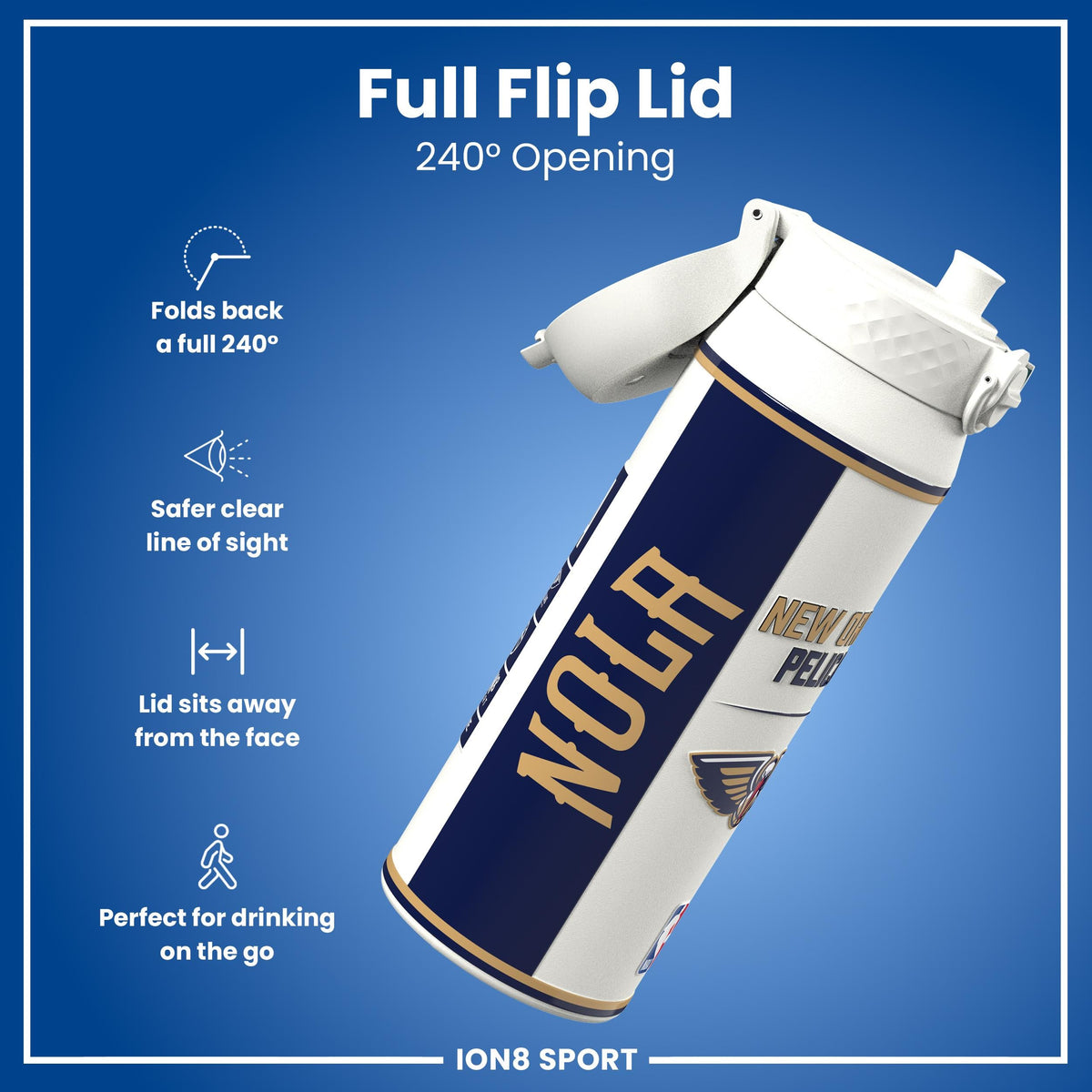 NBA x ION8, Isolierte Stahlflasche, NOLA Pelicans, 750 ml