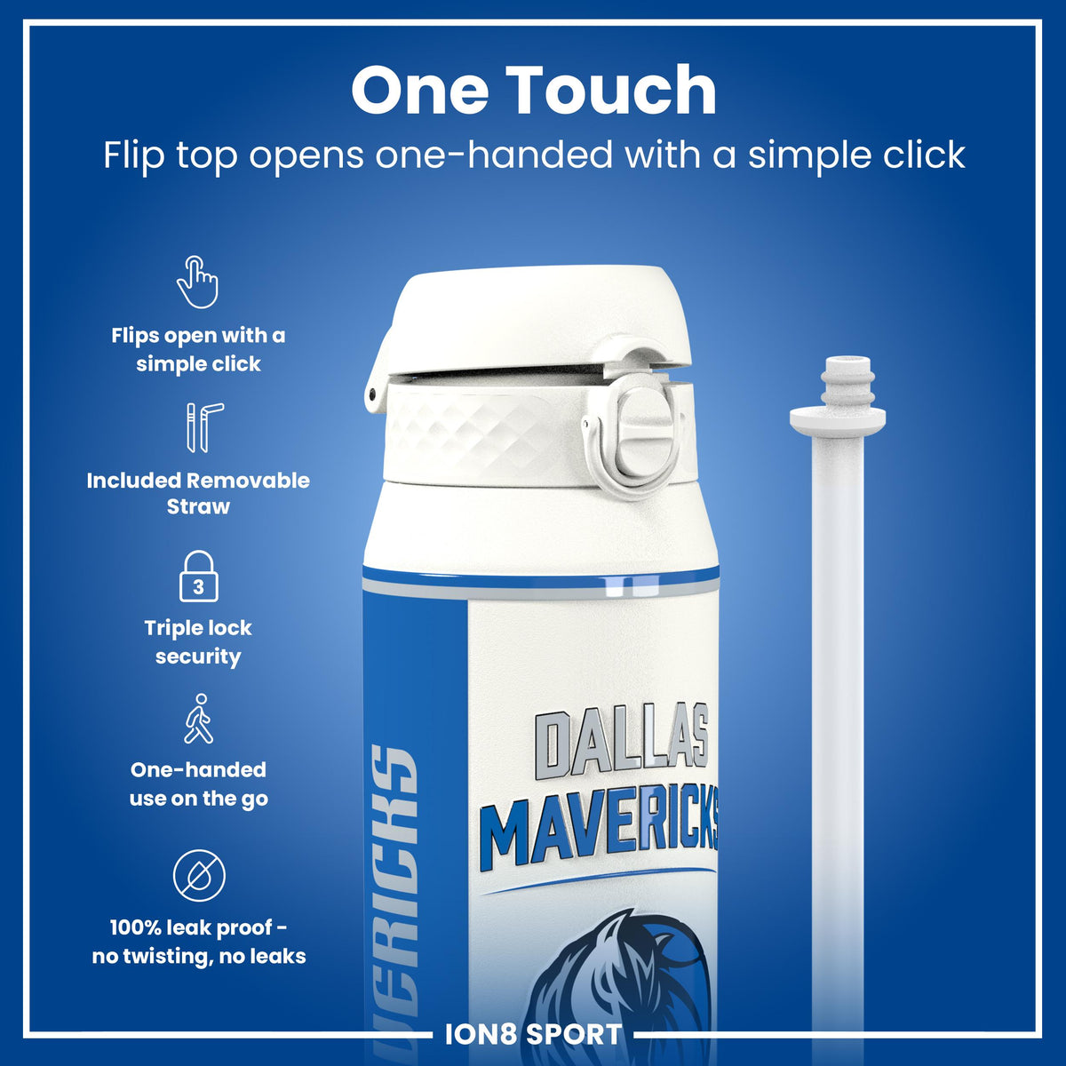 NBA x ION8, Isolierte Stahlflasche, Dallas Mavericks, 750 ml