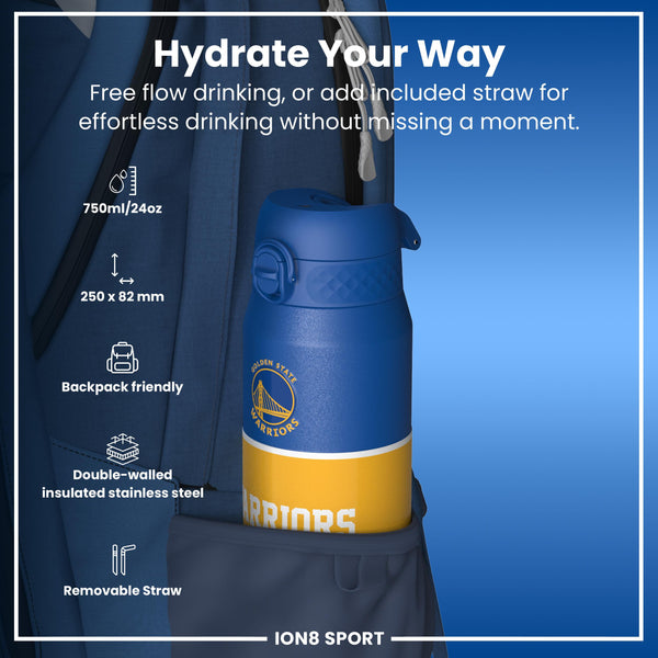 NBA x ION8, Isolierte Stahlflasche, GS Warriors, 750 ml