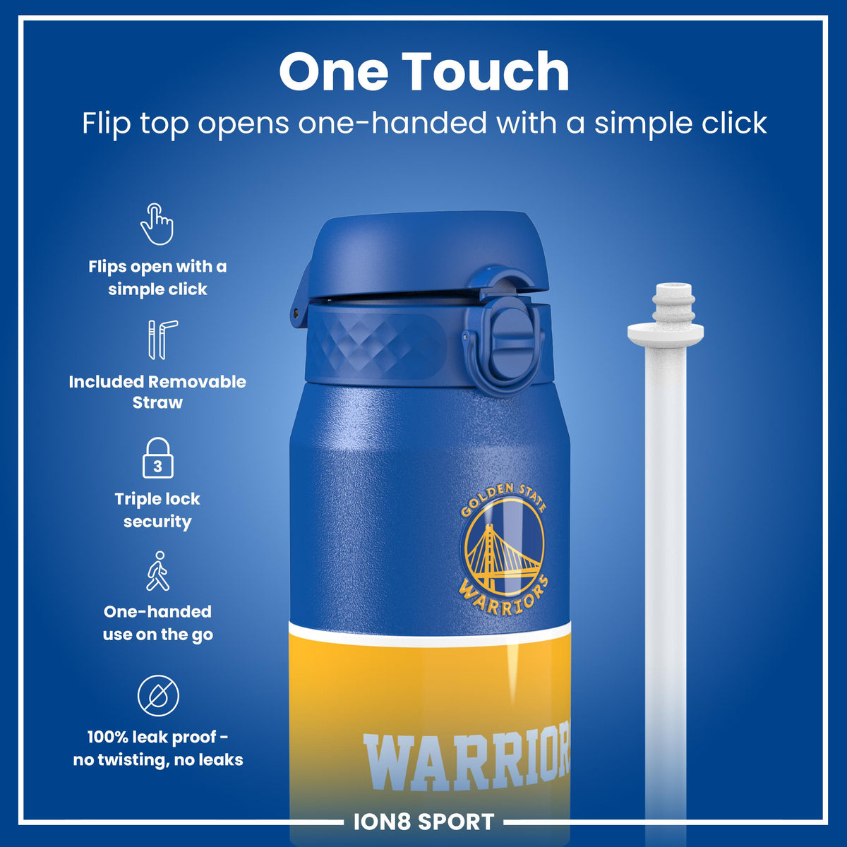 NBA x ION8, Isolierte Stahlflasche, GS Warriors, 750 ml