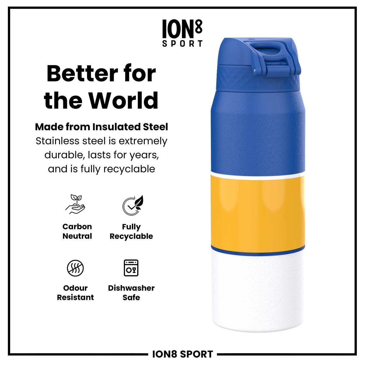 NBA x ION8, Isolierte Stahlflasche, GS Warriors, 750 ml