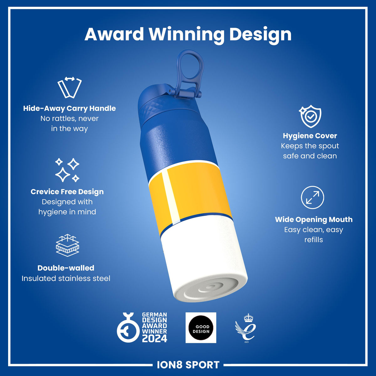 NBA x ION8, Isolierte Stahlflasche, GS Warriors, 750 ml