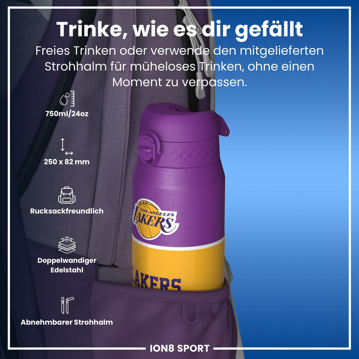 NBA x ION8, Isolierte Edelstahl, LA Lakers, 750 ml
