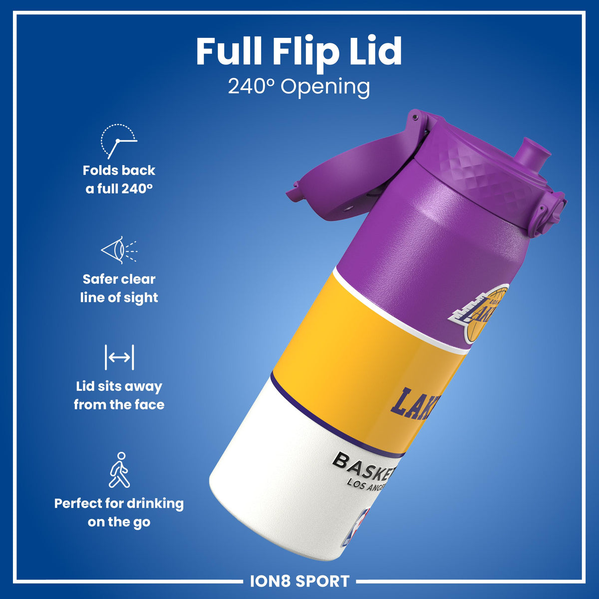 NBA x ION8, Isolierte Stahlflasche, LA Lakers, 750 ml