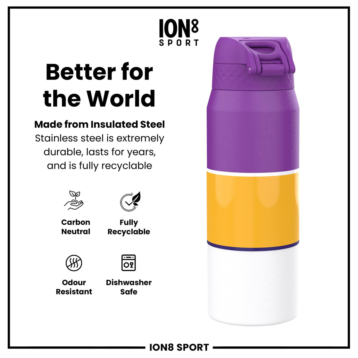 NBA x ION8, Isolierte Stahlflasche, LA Lakers, 750 ml