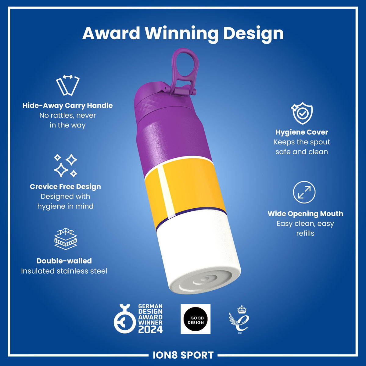 NBA x ION8, Isolierte Stahlflasche, LA Lakers, 750 ml