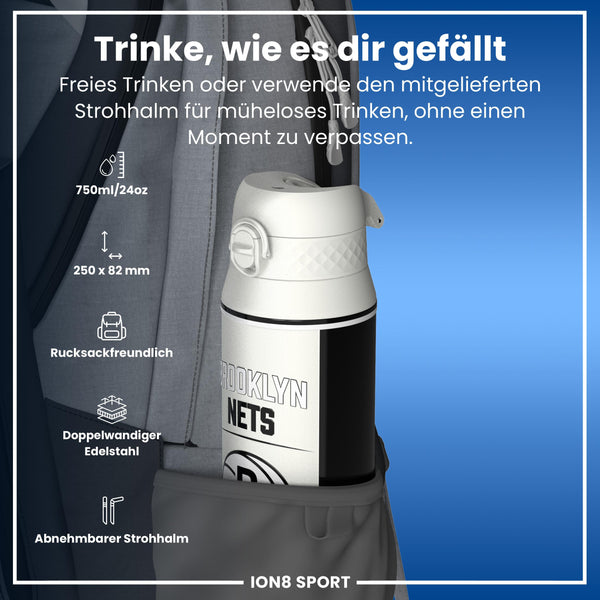 NBA x ION8, Isolierte Edelstahl, Brooklyn Nets, 750 ml