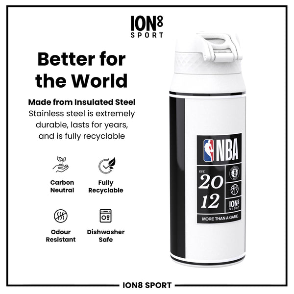NBA x ION8, Isolierte Stahlflasche, Brooklyn Nets, 750 ml