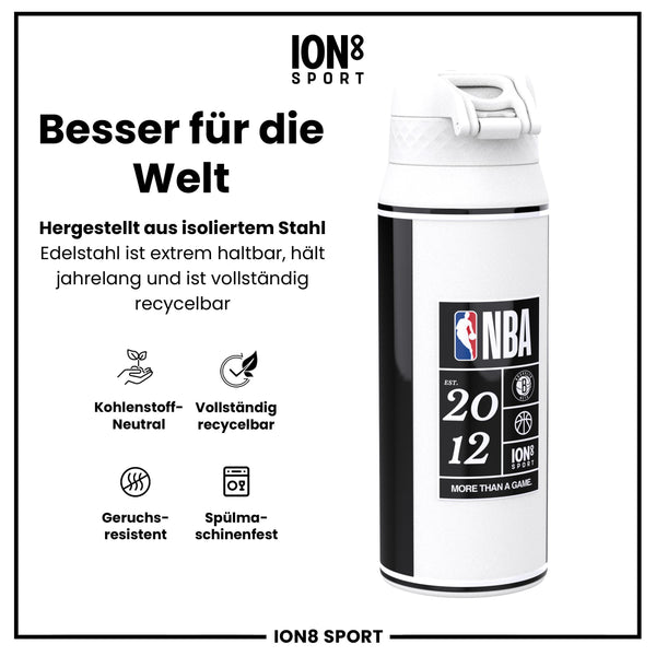 NBA x ION8, Isolierte Edelstahl, Brooklyn Nets, 750 ml