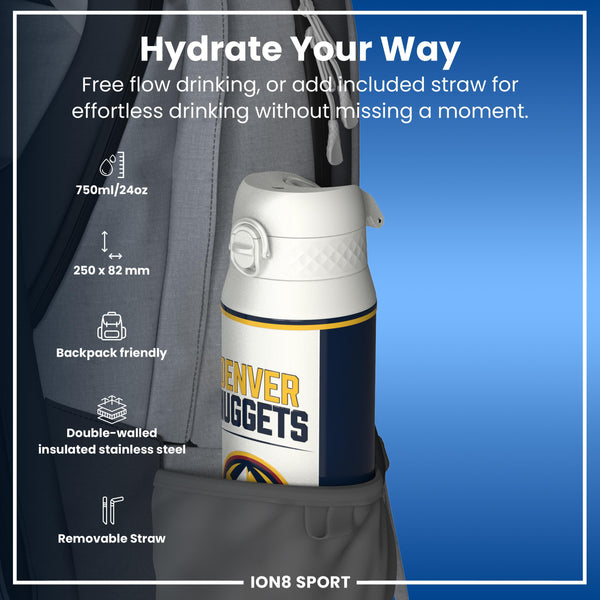 NBA x ION8, Isolierte Stahlflasche, Denver Nuggets, 750 ml