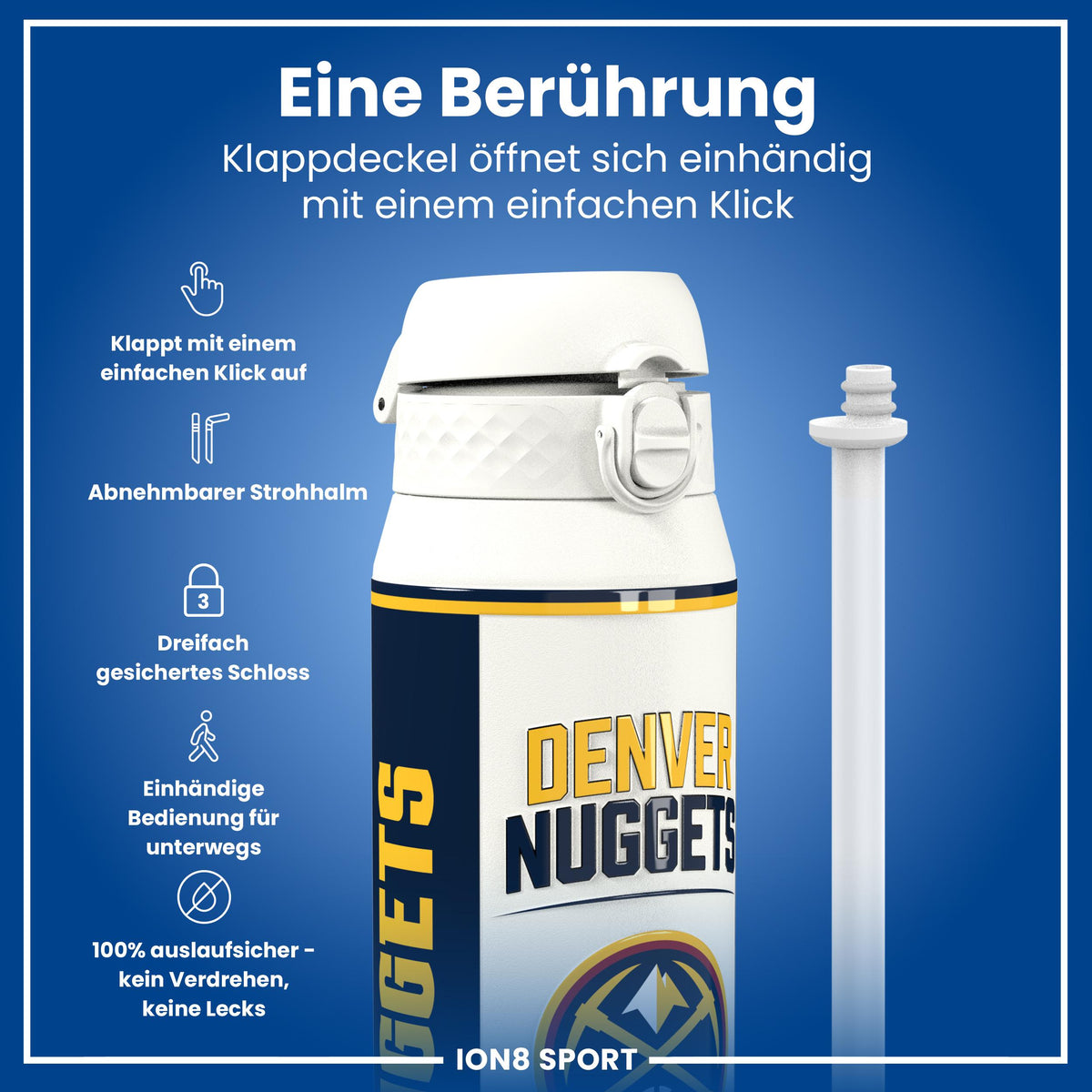 NBA x ION8, Isolierte Edelstahl, Denver Nuggets, 750 ml