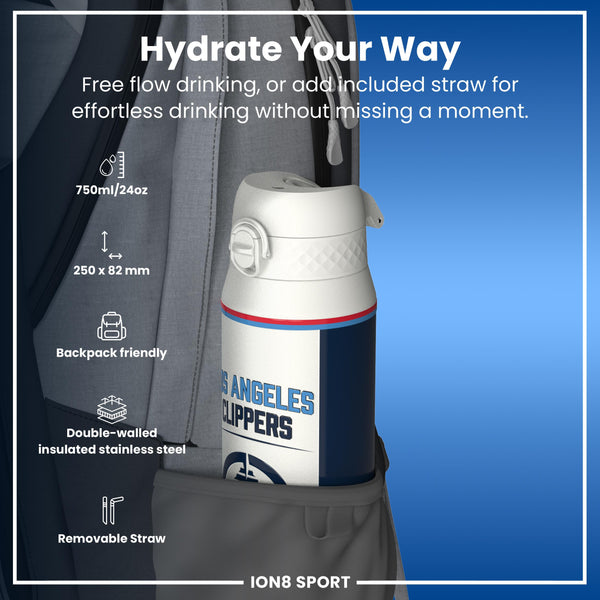 NBA x ION8, Isolierte Stahlflasche, LA Clippers, 750 ml
