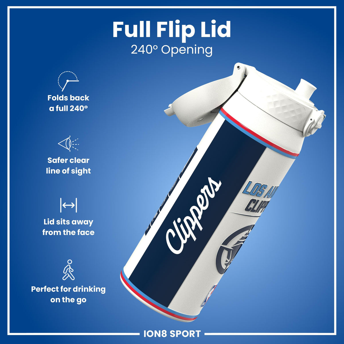 NBA x ION8, Isolierte Stahlflasche, LA Clippers, 750 ml