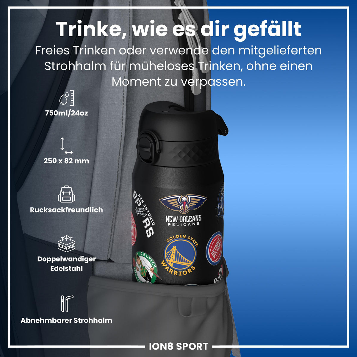NBA x ION8, Isolierte Edelstahl, Multi Teams, 750 ml