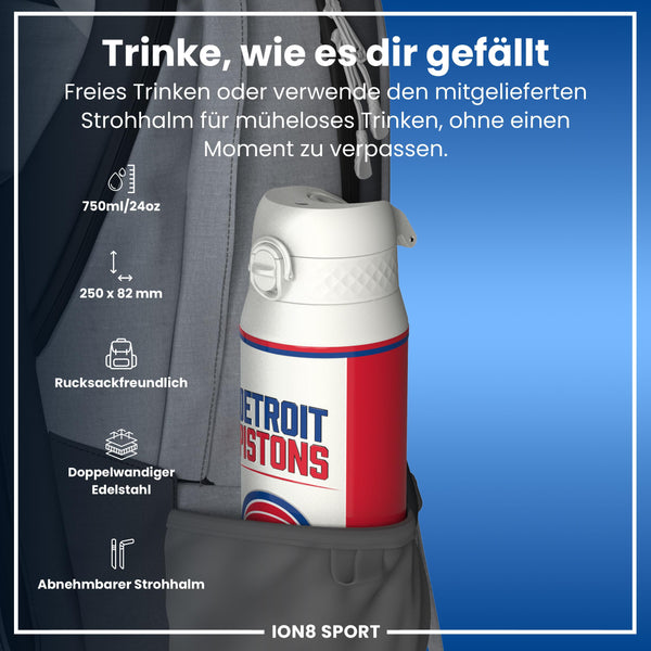 NBA x ION8, Isolierte Edelstahl, Detroit Pistons, 750 ml