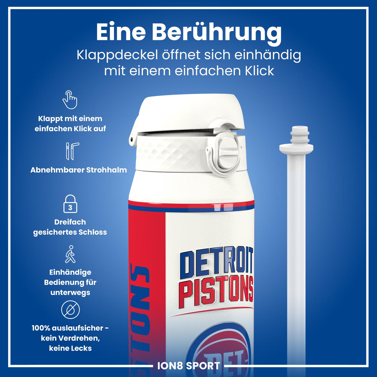 NBA x ION8, Isolierte Edelstahl, Detroit Pistons, 750 ml