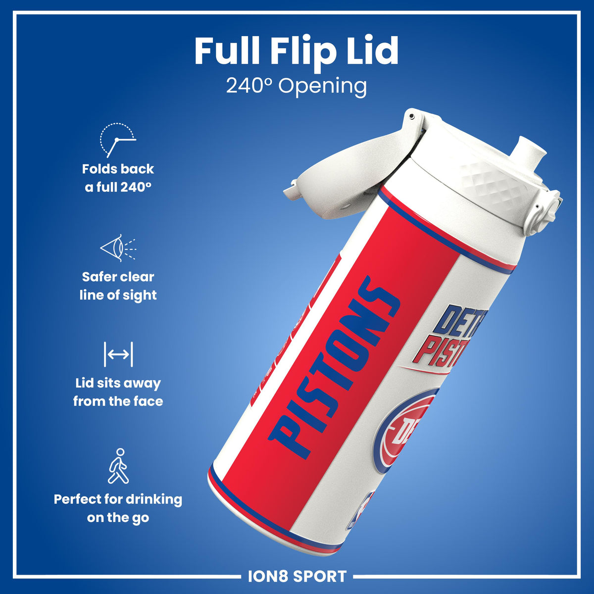 NBA x ION8, Isolierte Stahlflasche, Detroit Pistons, 750 ml