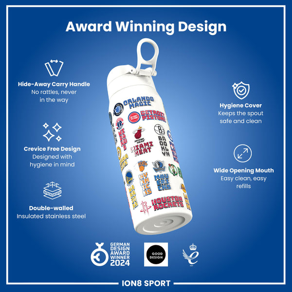 NBA x ION8, Isolierte Stahlflasche, Patch Logos, 750 ml