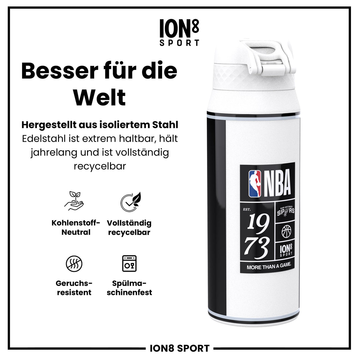 NBA x ION8, Isolierte Edelstahl, SA Spurs, 750 ml