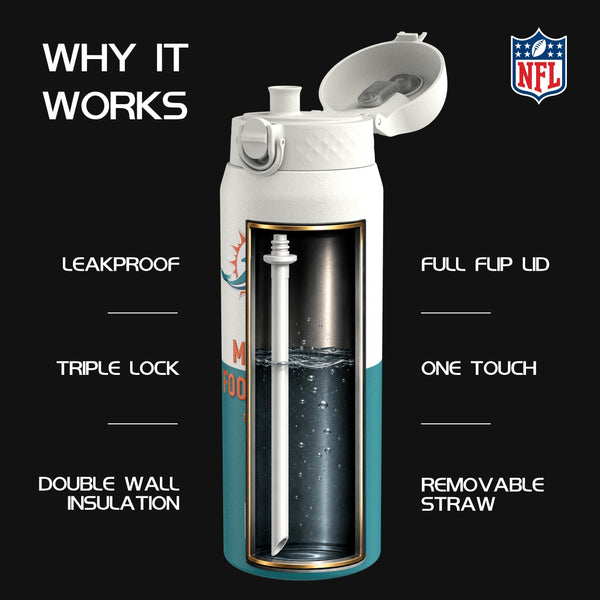 NFL x ION8, Isolierte Edelstahl, Serie 50, Dolphins, 750 ml