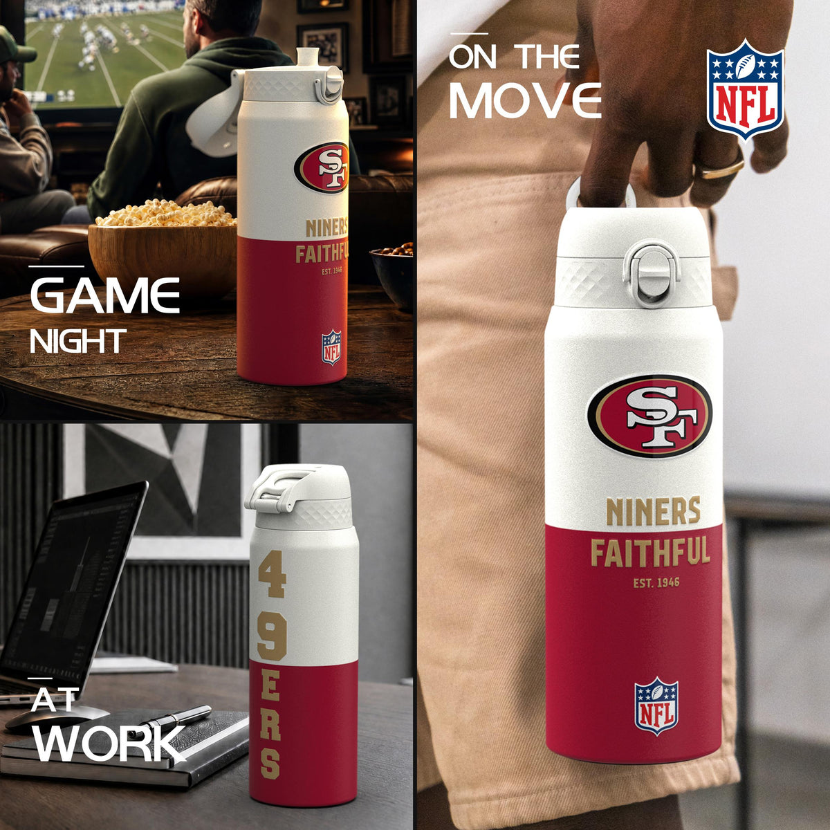 NFL x ION8, Isolierte Edelstahl, Serie 50, 49ers, 750 ml