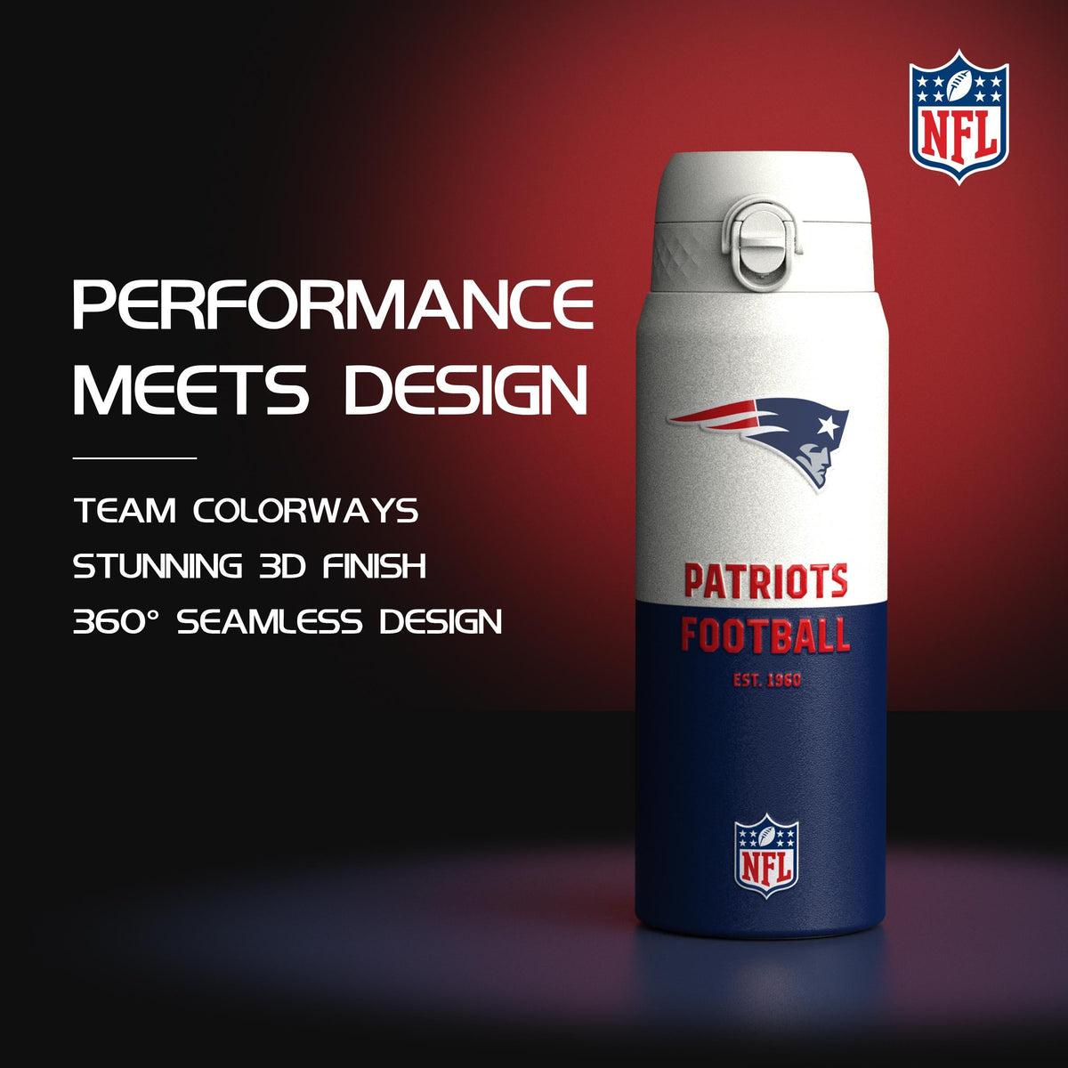 NFL x ION8, Isolierte Edelstahl, Serie 50, Patriots, 750 ml